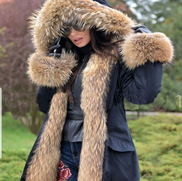 Vintage Fur Hooded Jacket/Parka - Picture 5 of 5